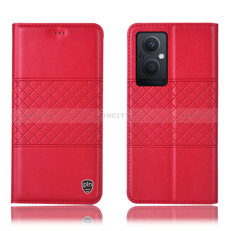 Funda de Cuero Cartera con Soporte Carcasa H10P para Oppo A96 5G Rojo