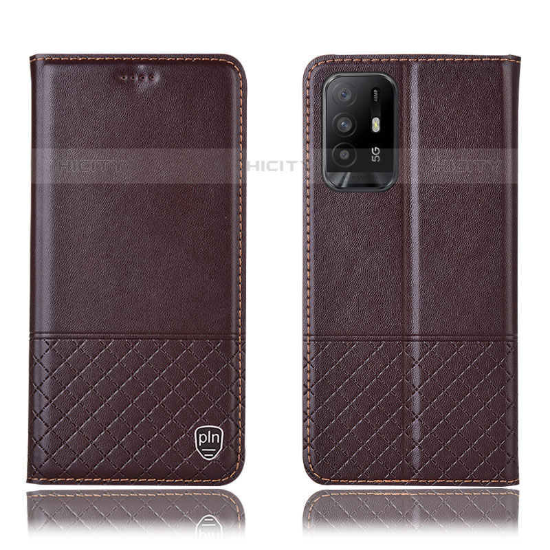 Funda de Cuero Cartera con Soporte Carcasa H10P para Oppo F19 Pro+ Plus 5G Marron