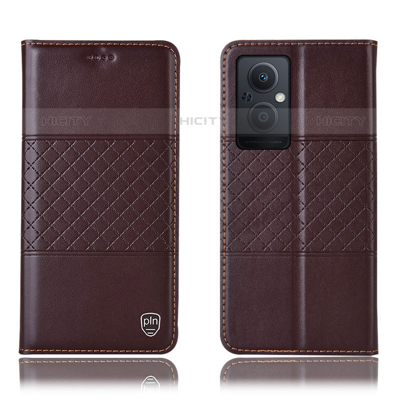 Funda de Cuero Cartera con Soporte Carcasa H10P para Oppo F21 Pro 5G Marron