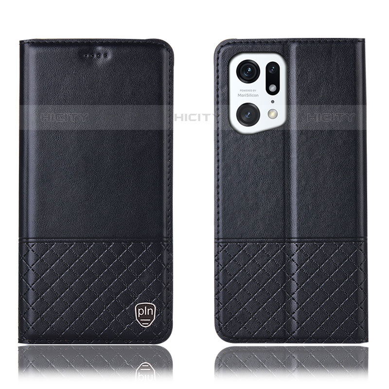 Funda de Cuero Cartera con Soporte Carcasa H10P para Oppo Find X5 Pro 5G Negro