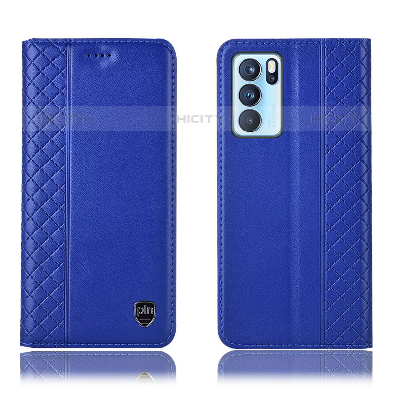 Funda de Cuero Cartera con Soporte Carcasa H10P para Oppo Reno6 Pro 5G India Azul