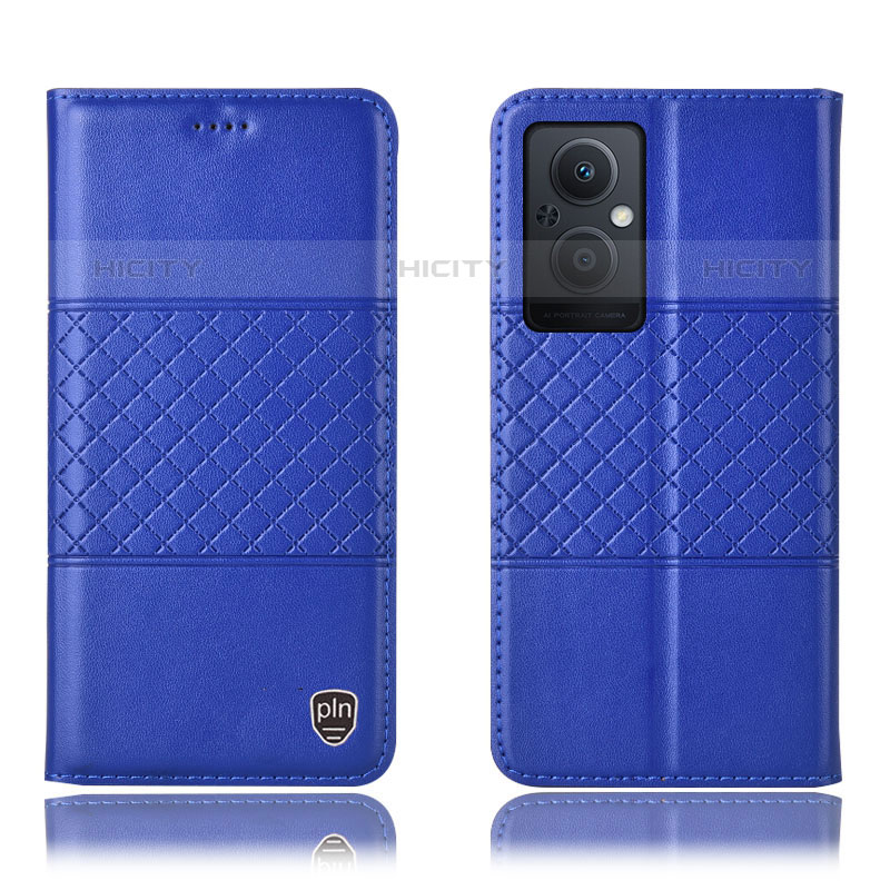 Funda de Cuero Cartera con Soporte Carcasa H10P para Oppo Reno8 Lite 5G Azul