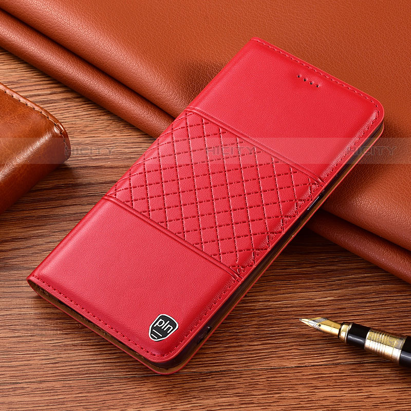 Funda de Cuero Cartera con Soporte Carcasa H10P para Samsung Galaxy S21 5G Rojo