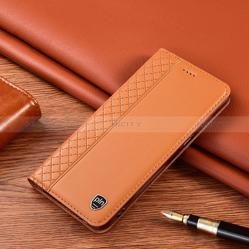 Funda de Cuero Cartera con Soporte Carcasa H10P para Xiaomi Redmi 9C NFC Naranja