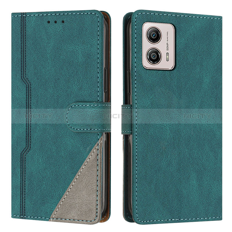 Funda de Cuero Cartera con Soporte Carcasa H10X para Motorola Moto G53j 5G Verde