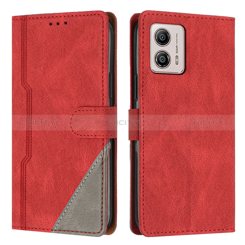 Funda de Cuero Cartera con Soporte Carcasa H10X para Motorola Moto G53y 5G Rojo