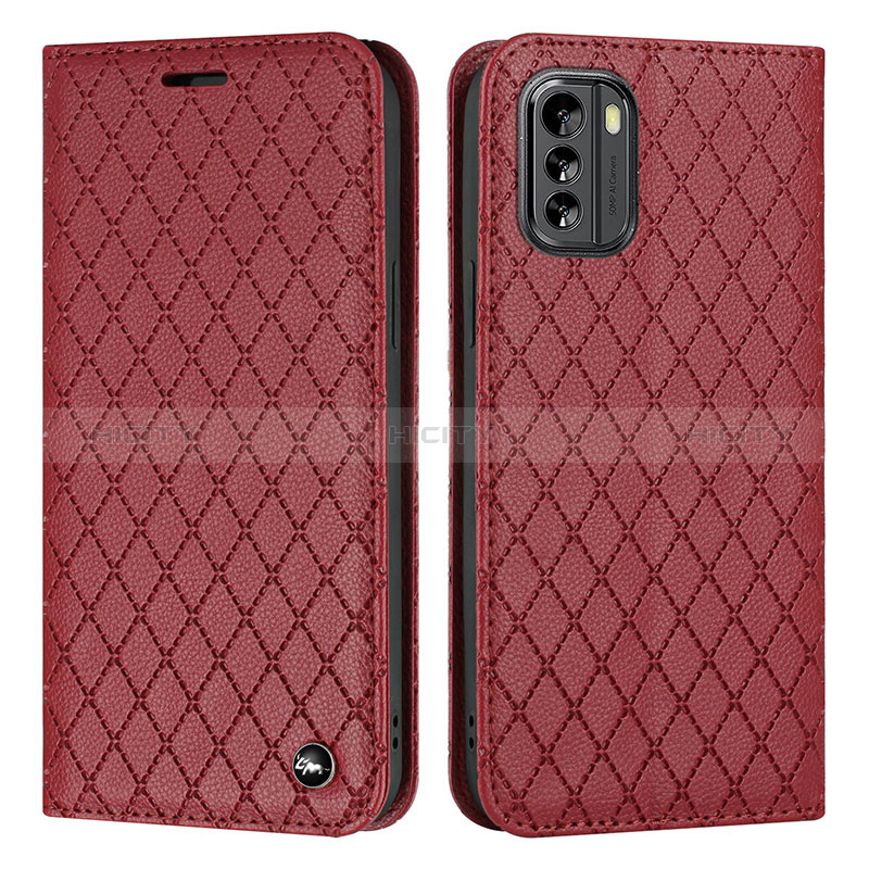 Funda de Cuero Cartera con Soporte Carcasa H10X para Nokia G60 5G Rojo