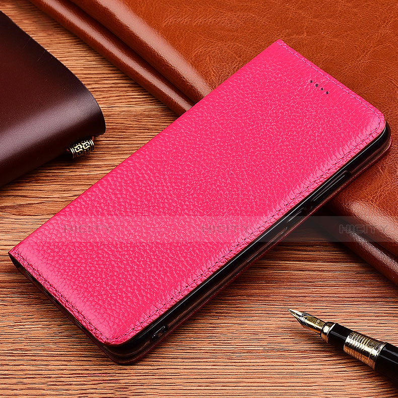 Funda de Cuero Cartera con Soporte Carcasa H11 para Apple iPhone 15 Rosa Roja