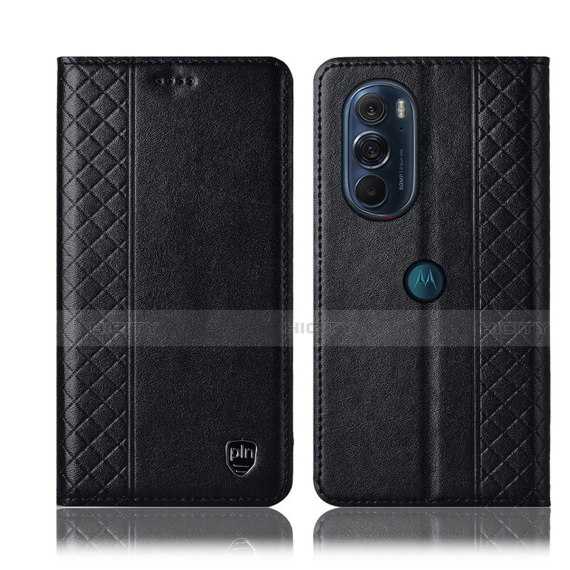 Funda de Cuero Cartera con Soporte Carcasa H11P para Motorola Moto Edge 30 Pro 5G Negro