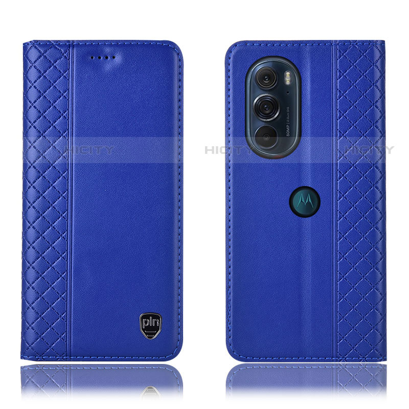 Funda de Cuero Cartera con Soporte Carcasa H11P para Motorola Moto Edge Plus (2022) 5G Azul