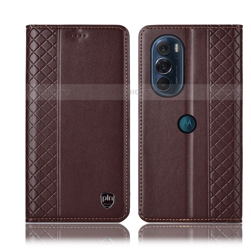 Funda de Cuero Cartera con Soporte Carcasa H11P para Motorola Moto Edge Plus (2022) 5G Marron