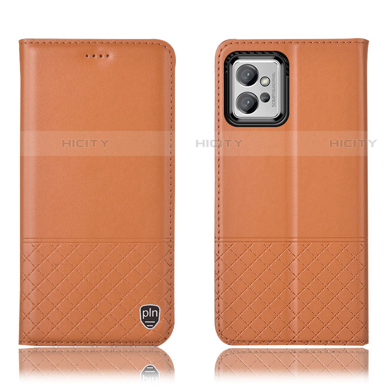 Funda de Cuero Cartera con Soporte Carcasa H11P para Motorola Moto G32 Naranja