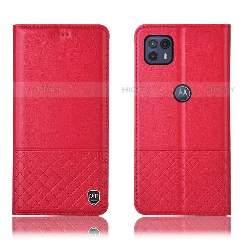 Funda de Cuero Cartera con Soporte Carcasa H11P para Motorola Moto G50 5G Rojo