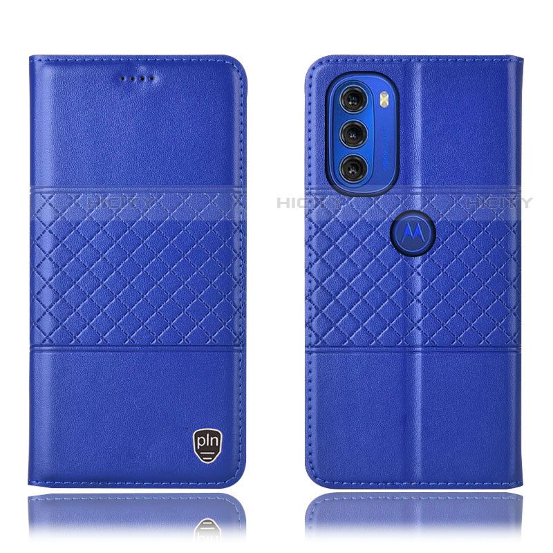 Funda de Cuero Cartera con Soporte Carcasa H11P para Motorola Moto G51 5G Azul