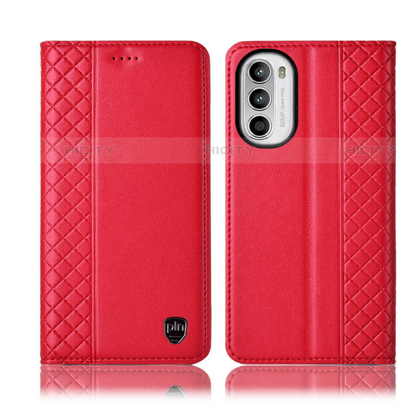 Funda de Cuero Cartera con Soporte Carcasa H11P para Motorola MOTO G52 Rojo