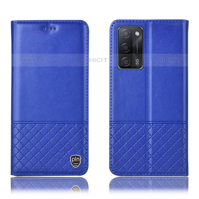 Funda de Cuero Cartera con Soporte Carcasa H11P para Oppo A55 5G Azul