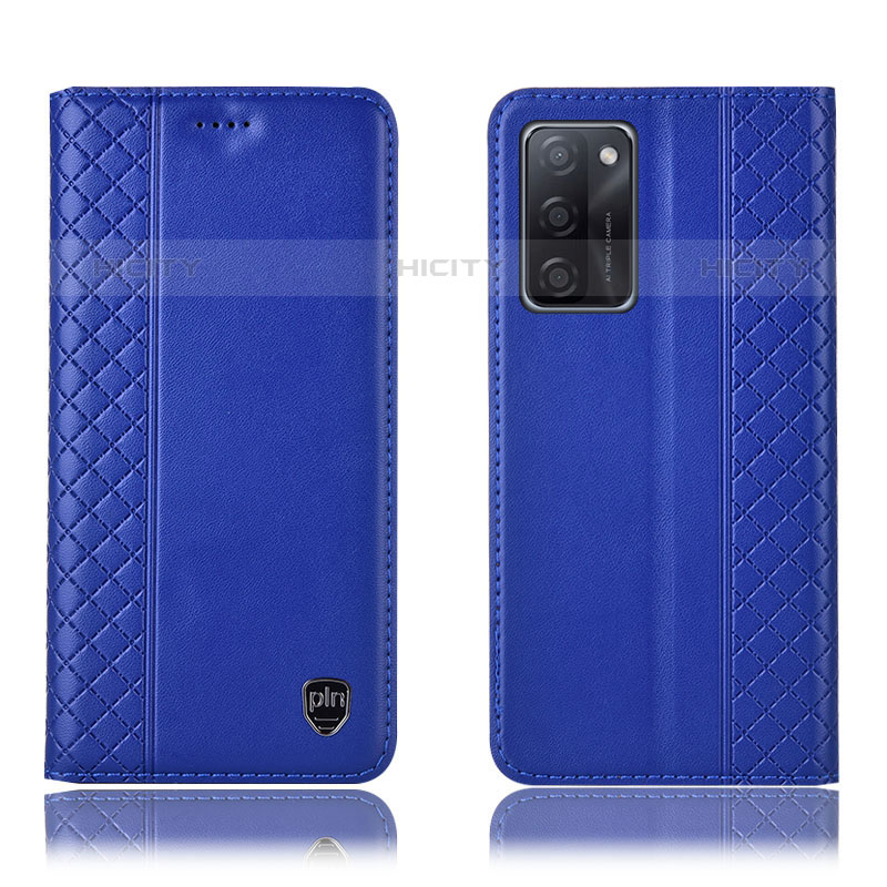 Funda de Cuero Cartera con Soporte Carcasa H11P para Oppo A55S 5G Azul