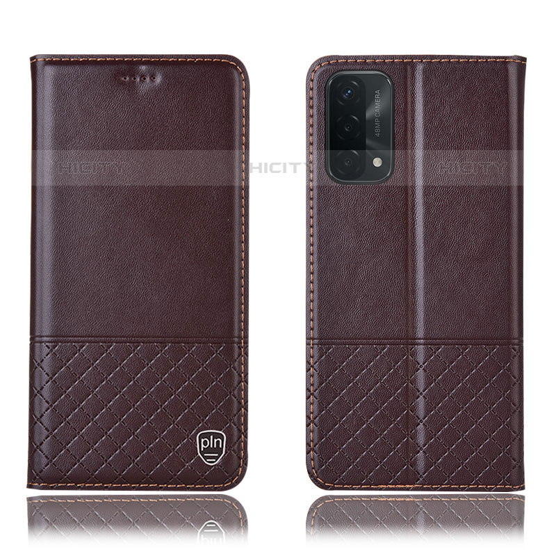 Funda de Cuero Cartera con Soporte Carcasa H11P para Oppo A93 5G Marron