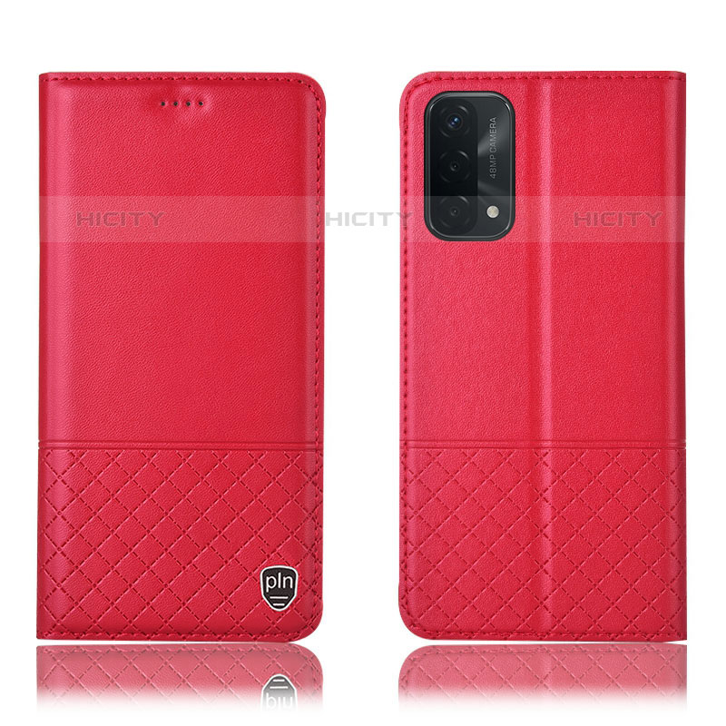 Funda de Cuero Cartera con Soporte Carcasa H11P para Oppo A93 5G Rojo