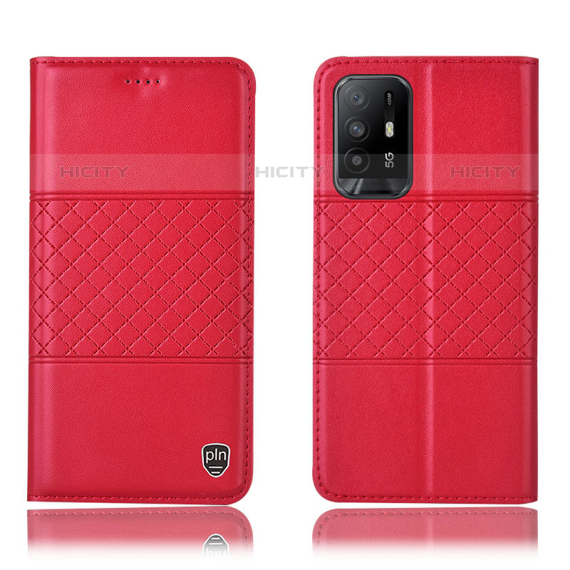 Funda de Cuero Cartera con Soporte Carcasa H11P para Oppo A94 5G Rojo