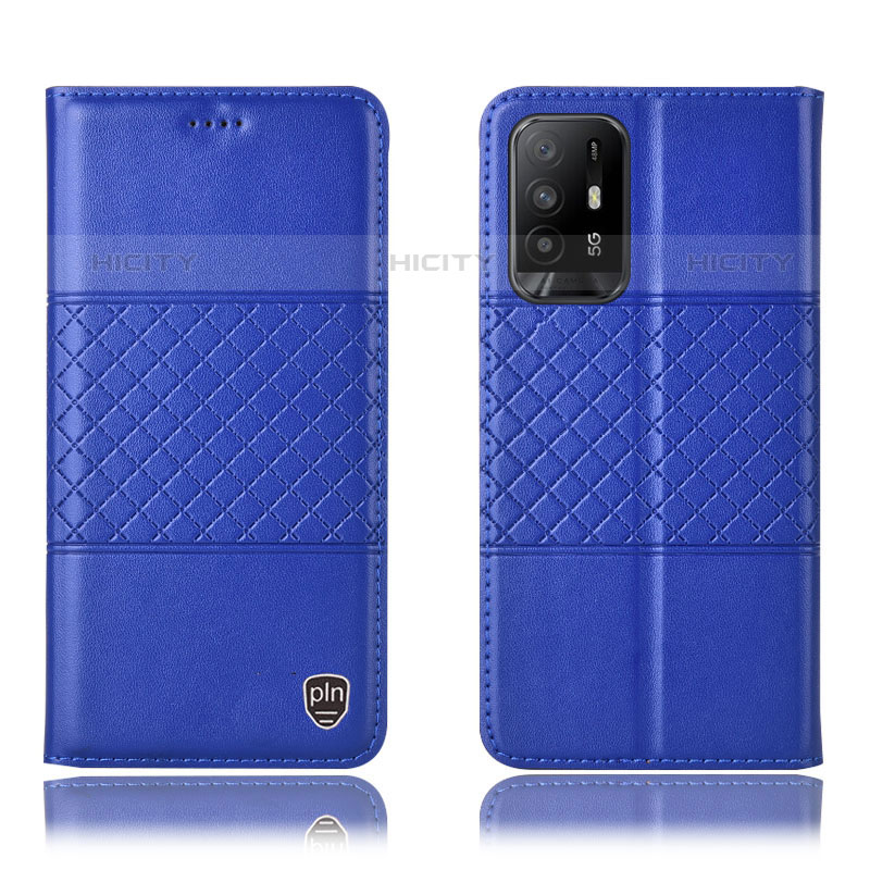 Funda de Cuero Cartera con Soporte Carcasa H11P para Oppo A95 5G Azul