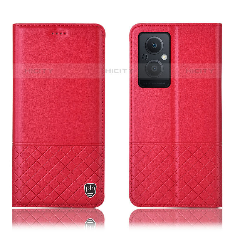 Funda de Cuero Cartera con Soporte Carcasa H11P para Oppo F21s Pro 5G Rojo