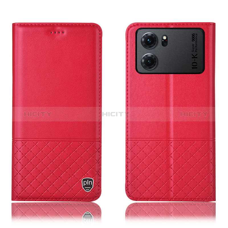 Funda de Cuero Cartera con Soporte Carcasa H11P para Oppo K10 5G Rojo