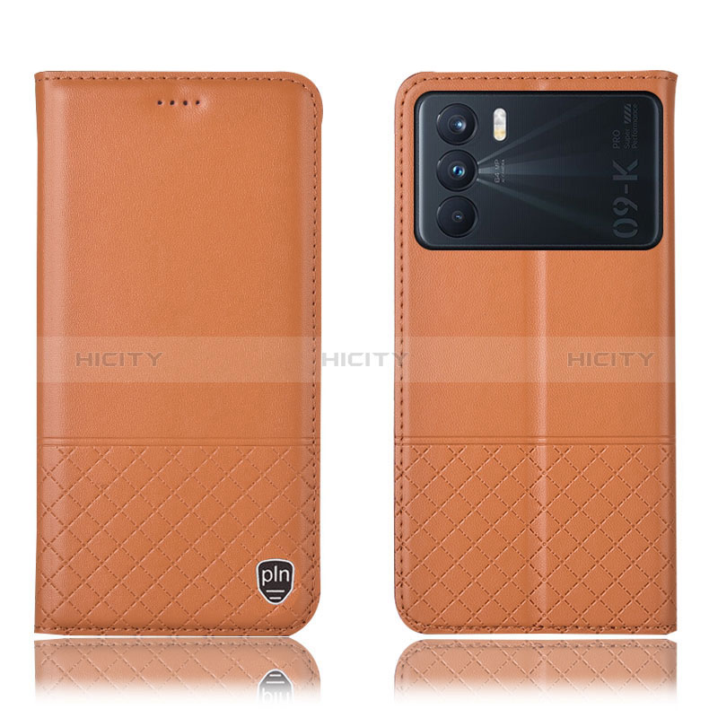 Funda de Cuero Cartera con Soporte Carcasa H11P para Oppo K9 Pro 5G Naranja