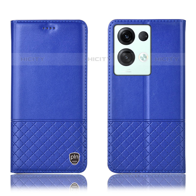 Funda de Cuero Cartera con Soporte Carcasa H11P para Oppo Reno8 Pro 5G Azul