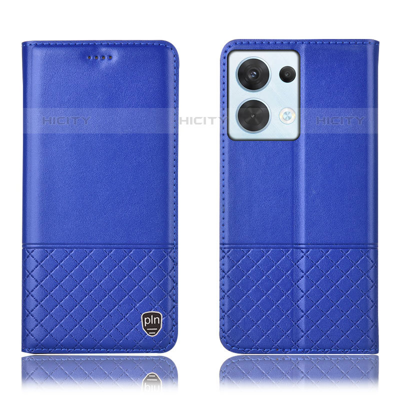 Funda de Cuero Cartera con Soporte Carcasa H11P para Oppo Reno9 Pro 5G Azul