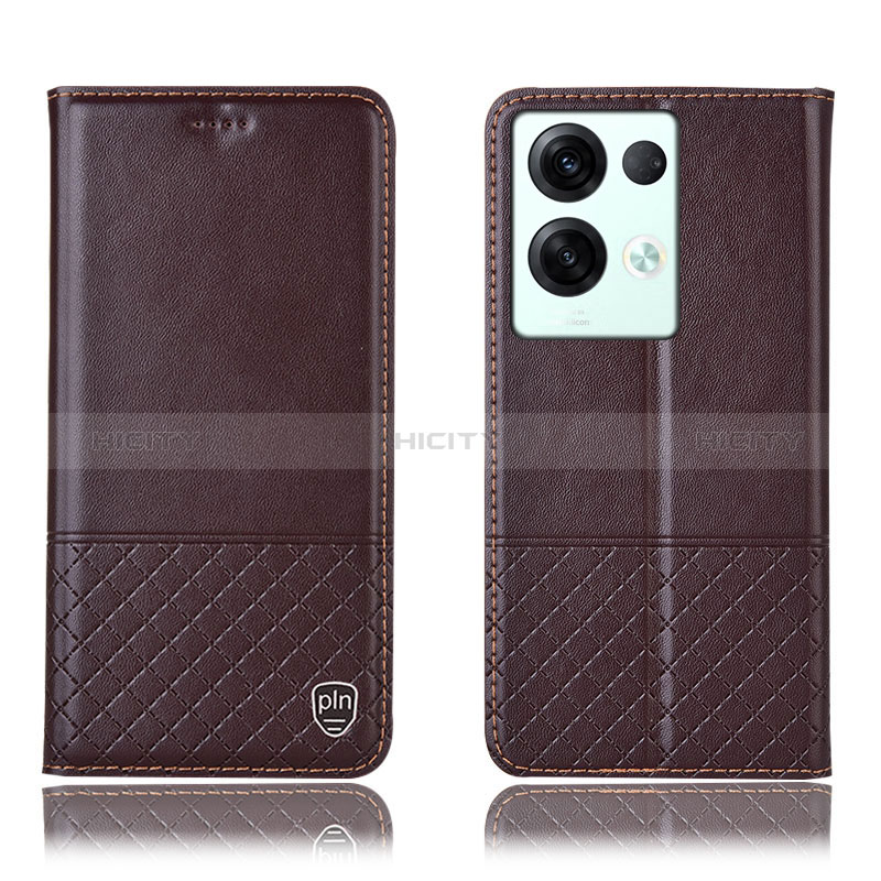 Funda de Cuero Cartera con Soporte Carcasa H11P para Oppo Reno9 Pro+ Plus 5G Marron