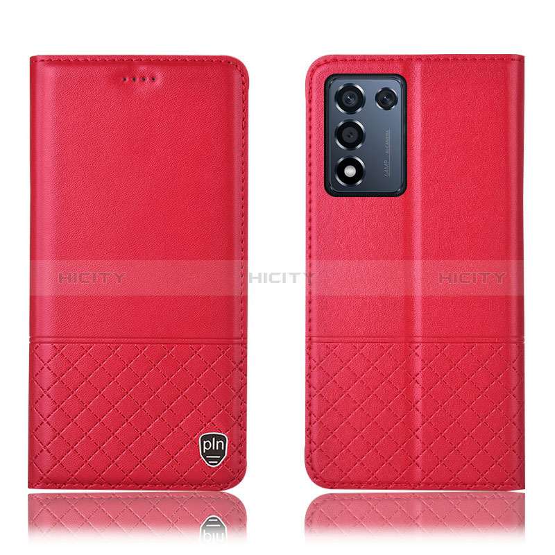 Funda de Cuero Cartera con Soporte Carcasa H11P para Realme 9 SE 5G Rojo