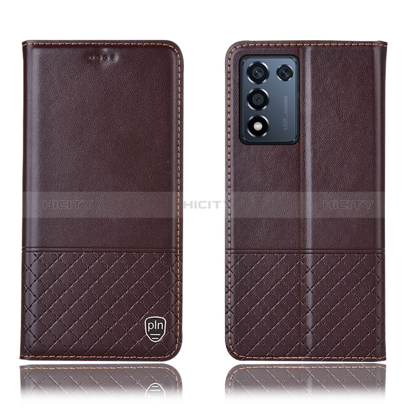 Funda de Cuero Cartera con Soporte Carcasa H11P para Realme Q3t 5G Marron