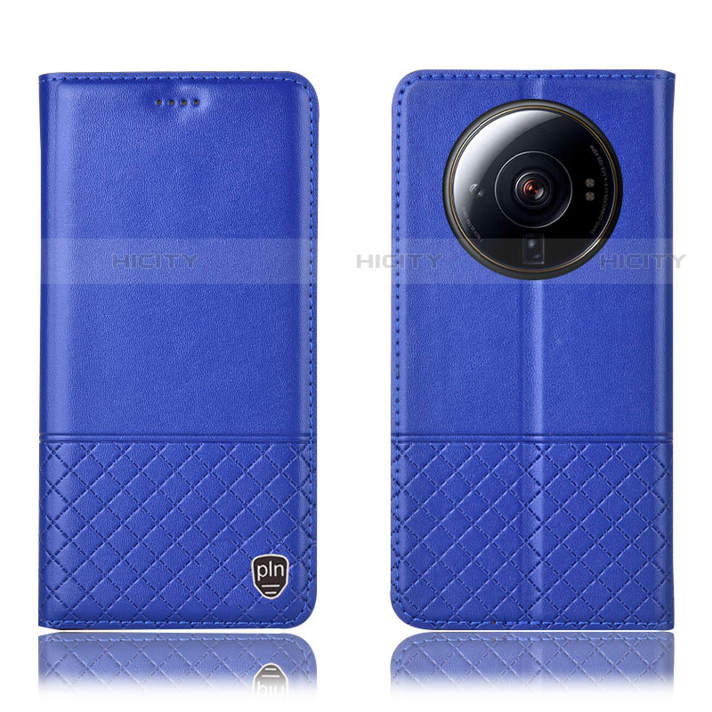 Funda de Cuero Cartera con Soporte Carcasa H11P para Xiaomi Mi 12S Ultra 5G Azul