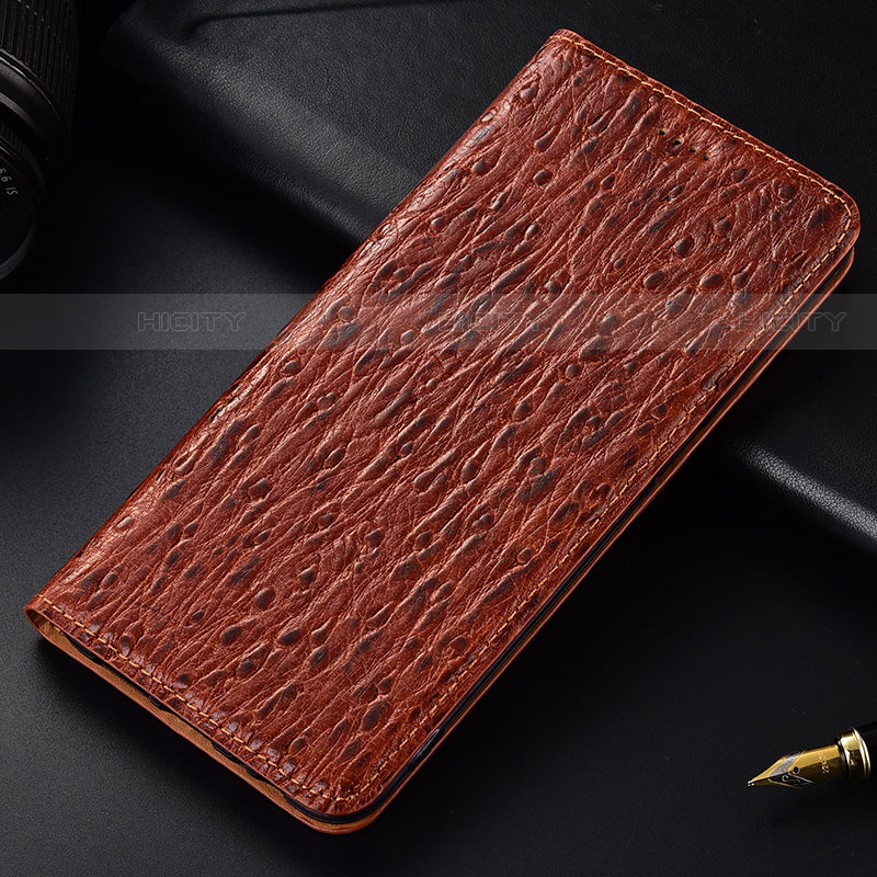 Funda de Cuero Cartera con Soporte Carcasa H15P para Motorola Moto Edge 20 Pro 5G Marron