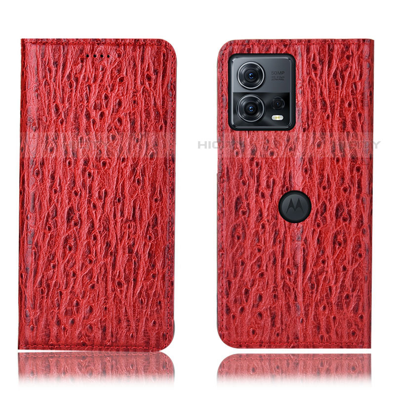 Funda de Cuero Cartera con Soporte Carcasa H15P para Motorola Moto Edge 30 Fusion 5G Rojo