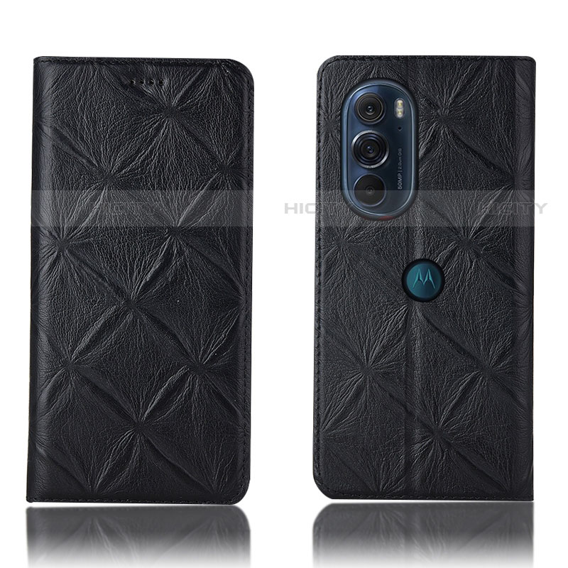 Funda de Cuero Cartera con Soporte Carcasa H15P para Motorola Moto Edge X30 5G Negro