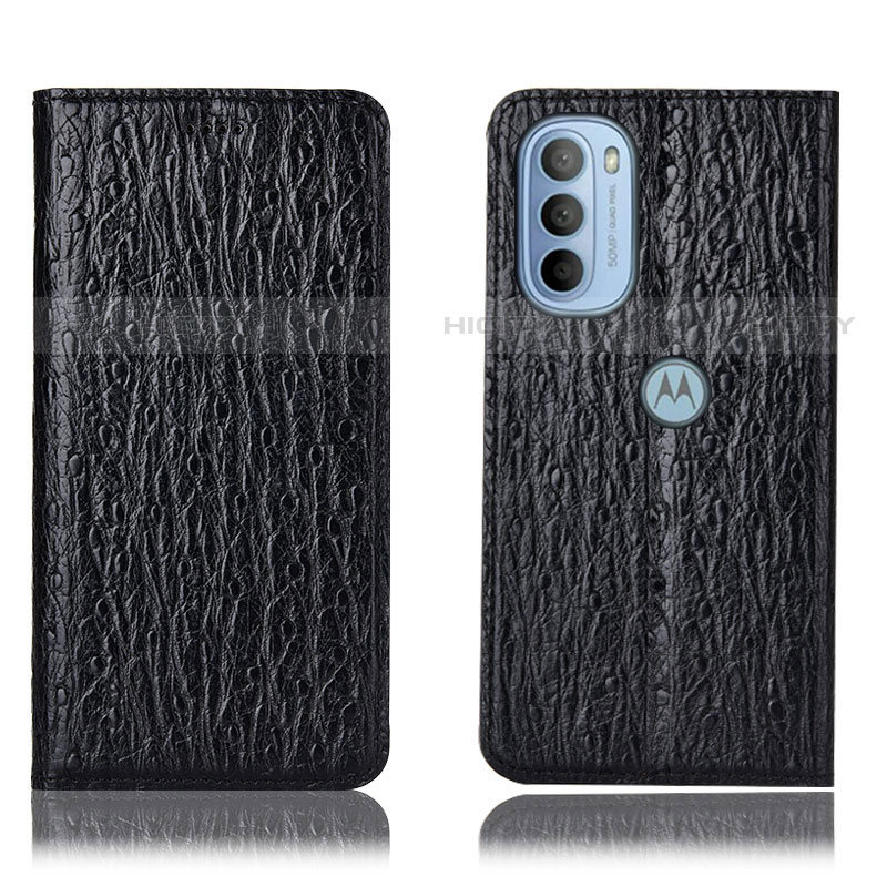 Funda de Cuero Cartera con Soporte Carcasa H15P para Motorola Moto G31 Negro