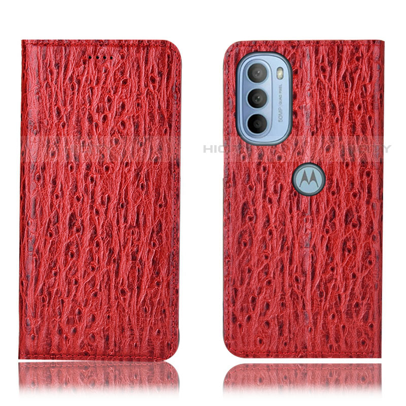 Funda de Cuero Cartera con Soporte Carcasa H15P para Motorola Moto G31 Rojo