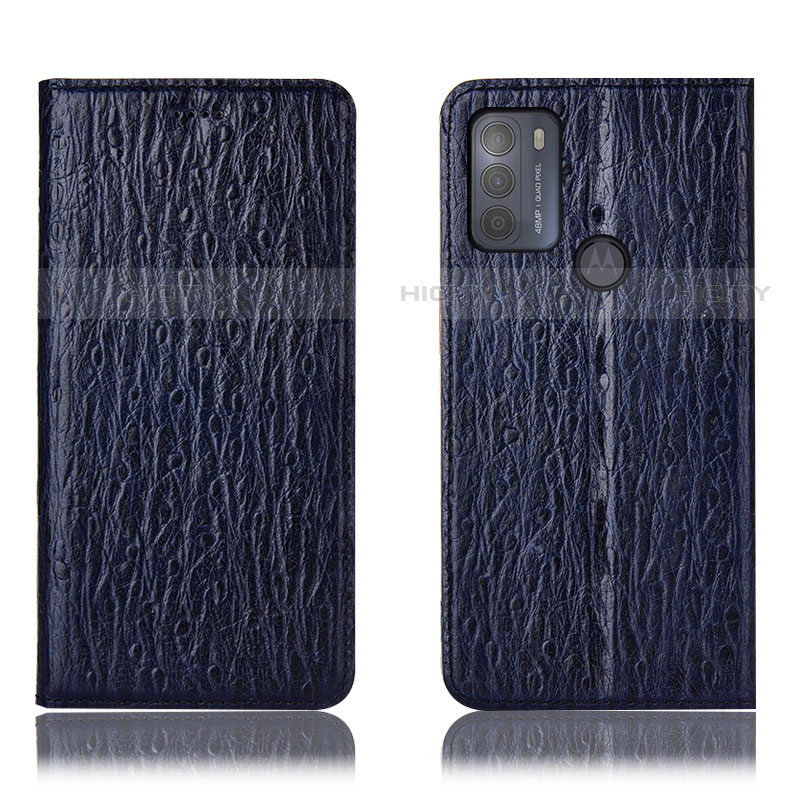 Funda de Cuero Cartera con Soporte Carcasa H15P para Motorola Moto G50 Azul