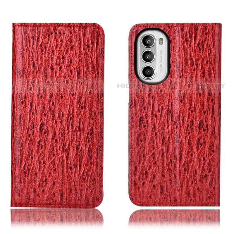 Funda de Cuero Cartera con Soporte Carcasa H15P para Motorola MOTO G52 Rojo