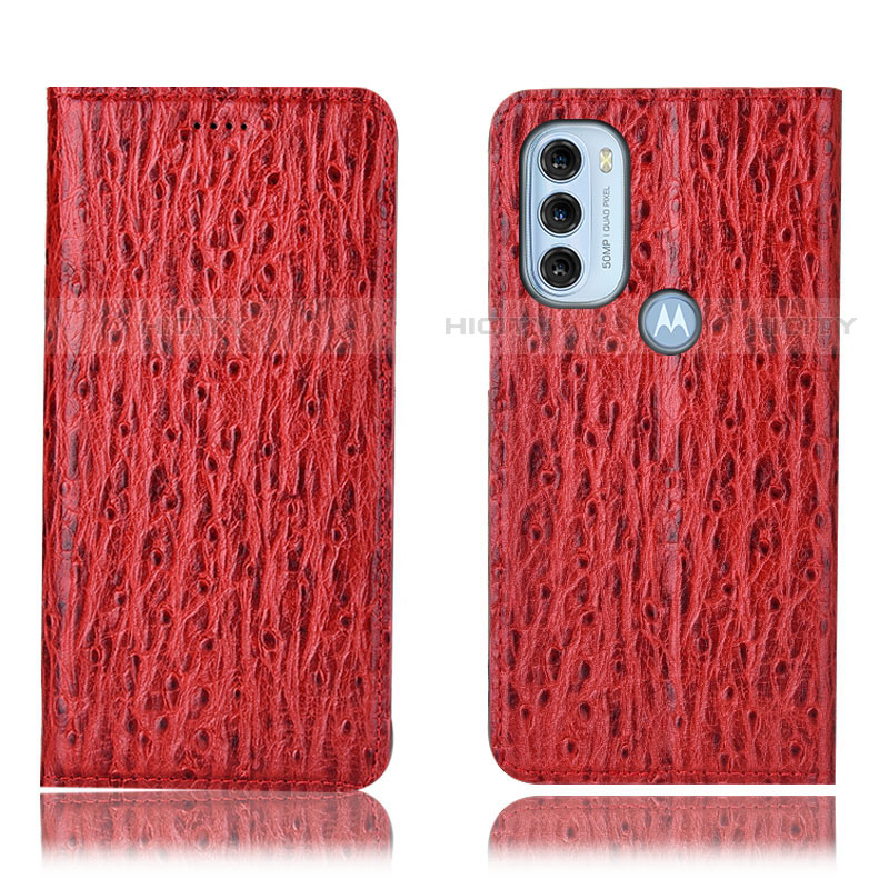 Funda de Cuero Cartera con Soporte Carcasa H15P para Motorola Moto G71 5G Rojo