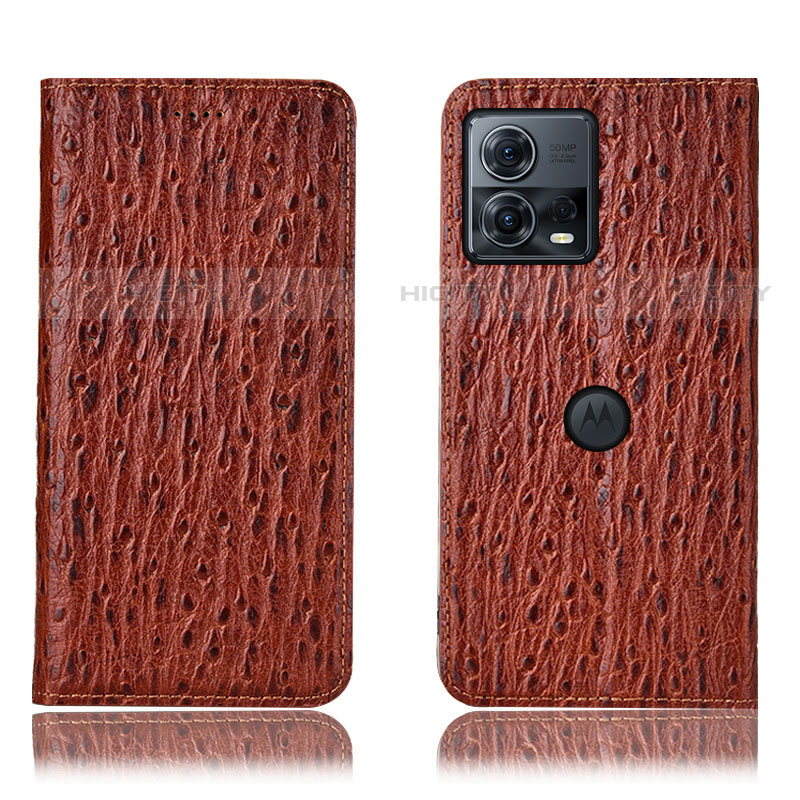 Funda de Cuero Cartera con Soporte Carcasa H15P para Motorola Moto S30 Pro 5G Marron