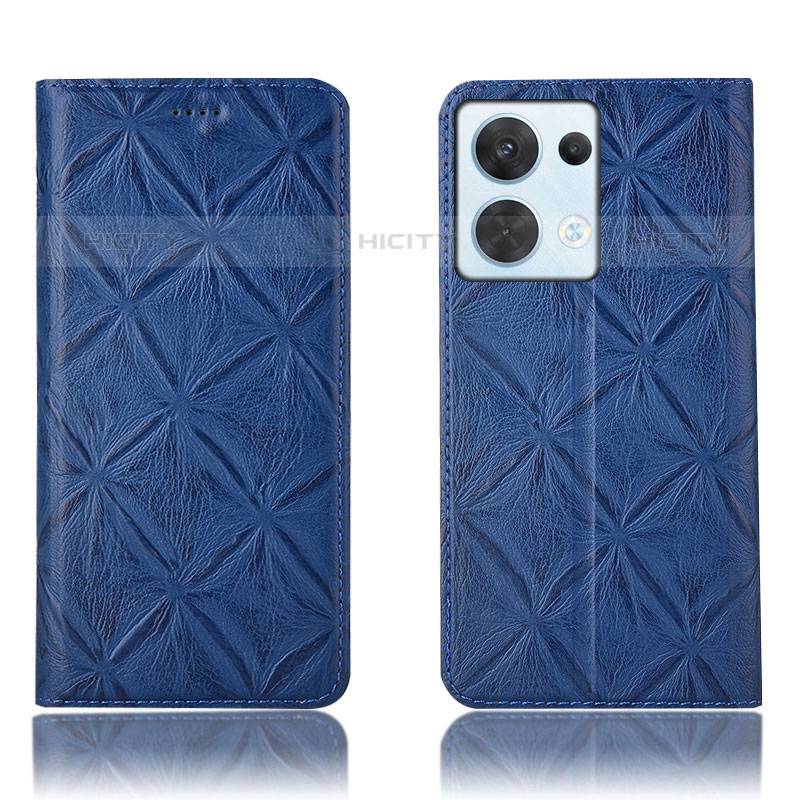 Funda de Cuero Cartera con Soporte Carcasa H15P para Oppo Reno8 5G Azul