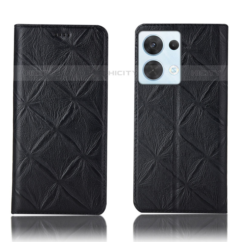 Funda de Cuero Cartera con Soporte Carcasa H15P para Oppo Reno8 5G Negro