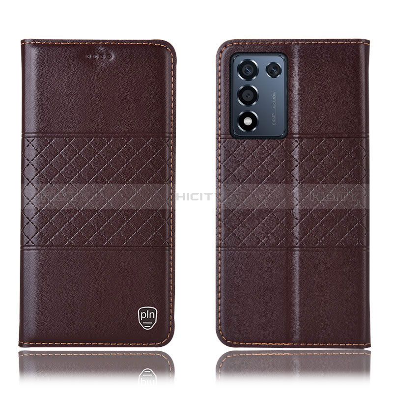 Funda de Cuero Cartera con Soporte Carcasa H15P para Realme Q3s 5G Marron