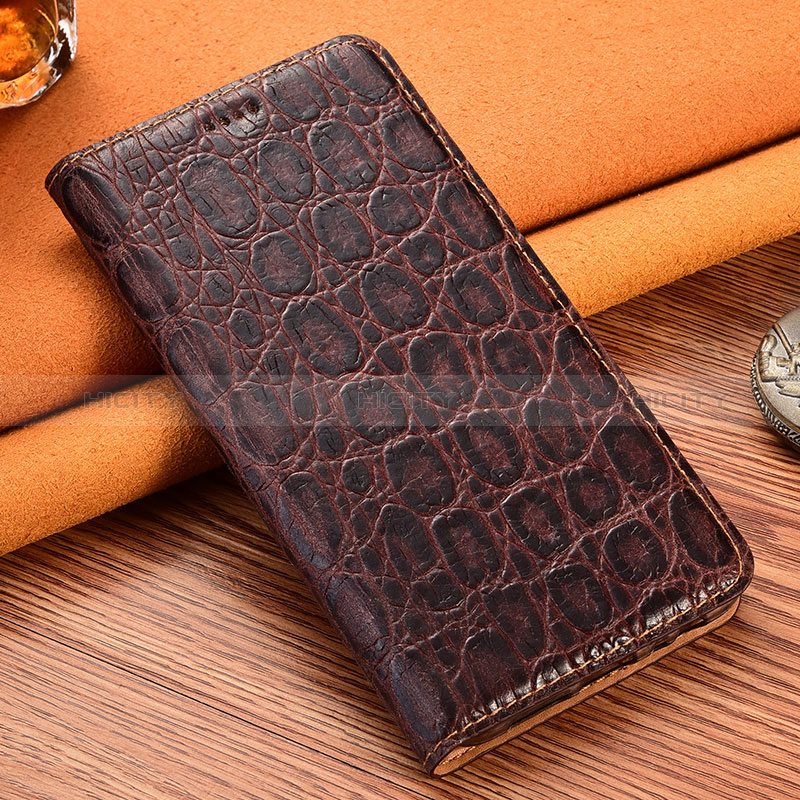 Funda de Cuero Cartera con Soporte Carcasa H16P para Apple iPhone 11 Marron