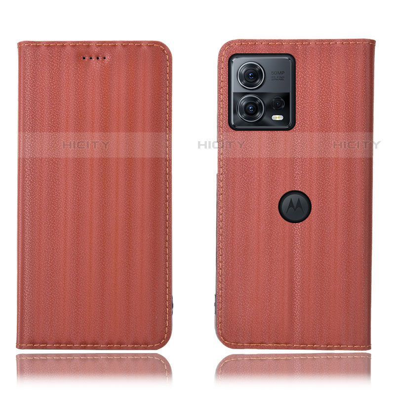 Funda de Cuero Cartera con Soporte Carcasa H16P para Motorola Moto Edge 30 Fusion 5G Marron