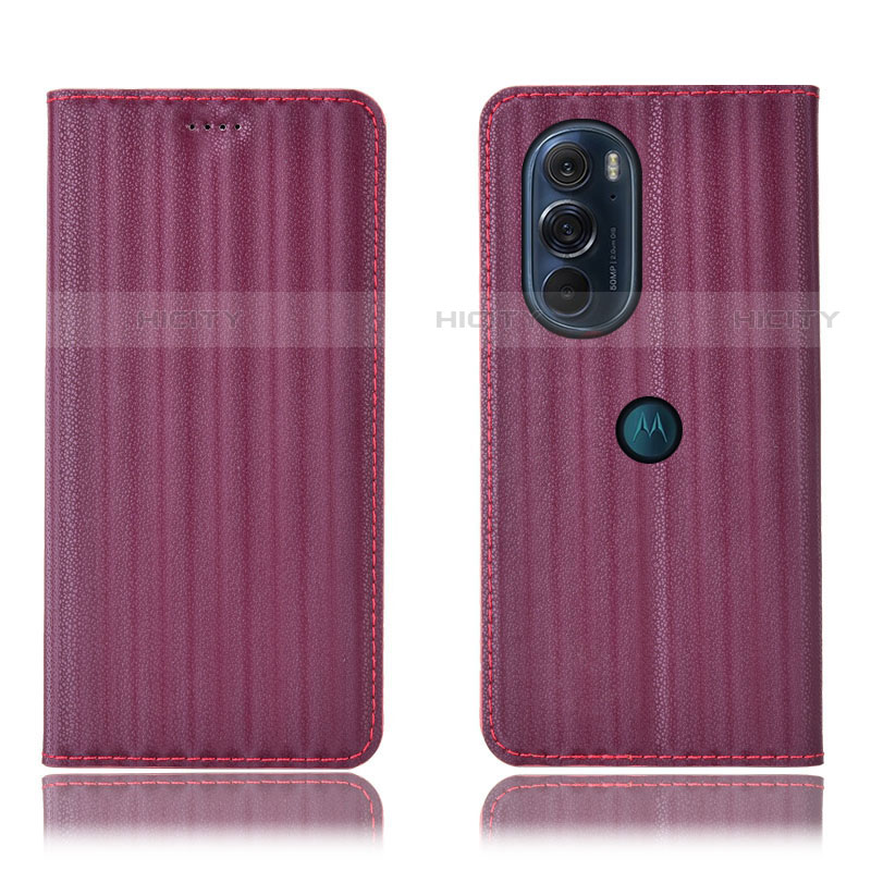 Funda de Cuero Cartera con Soporte Carcasa H16P para Motorola Moto Edge Plus (2022) 5G Morado