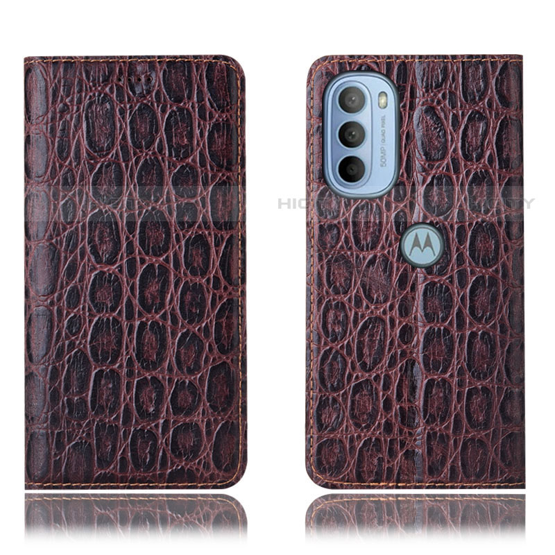 Funda de Cuero Cartera con Soporte Carcasa H16P para Motorola Moto G41 Marron